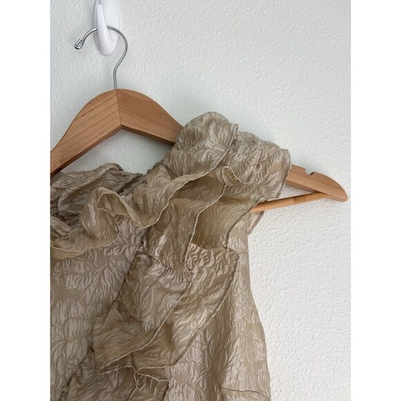 Rare Ulla Johnson Organza Brocade Ruffled Gown Ivory Gold Metallic Tiered Dress - Picture 3 of 13